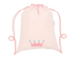 Mochila Saco Personalizada Piqué Corona Rosa