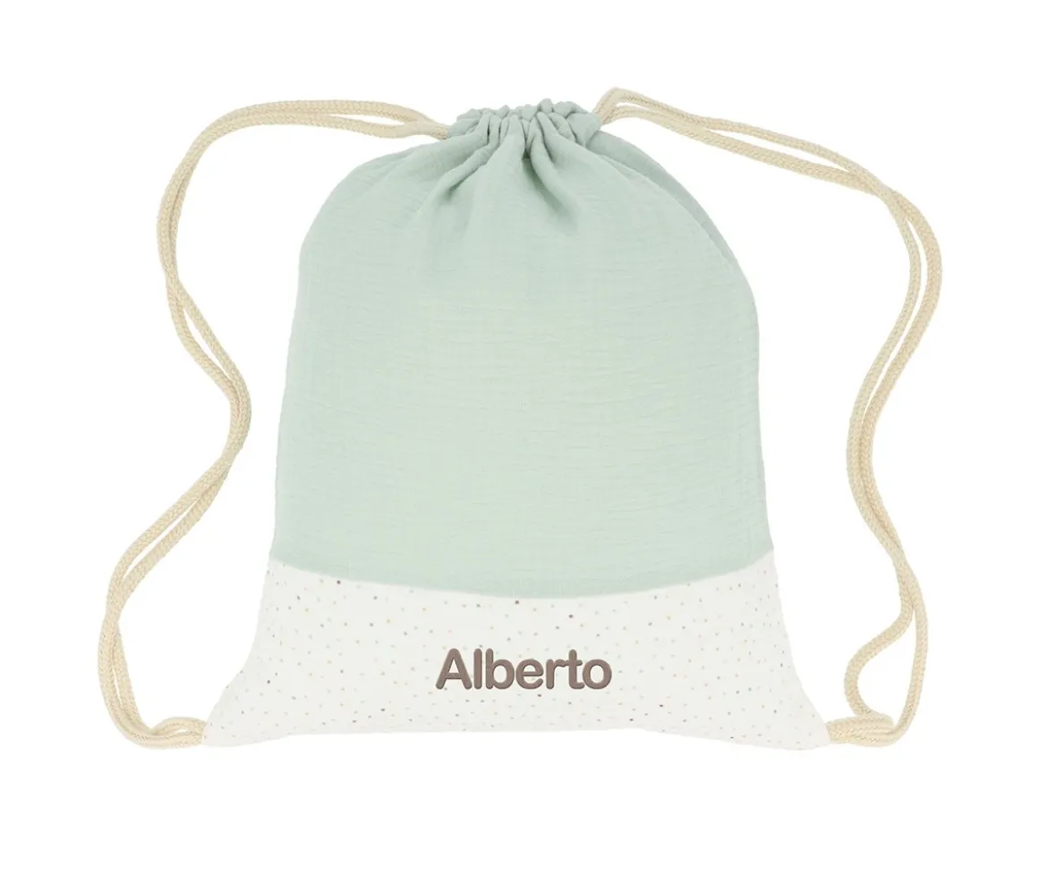 Mochila Saco Rainbow Dots Verde Personalizable