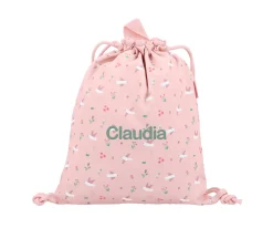 Mochila Saco Tela Blossom Birds Personalizable