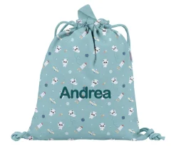 Mochila Saco Tela Pandas in Space Personalizable