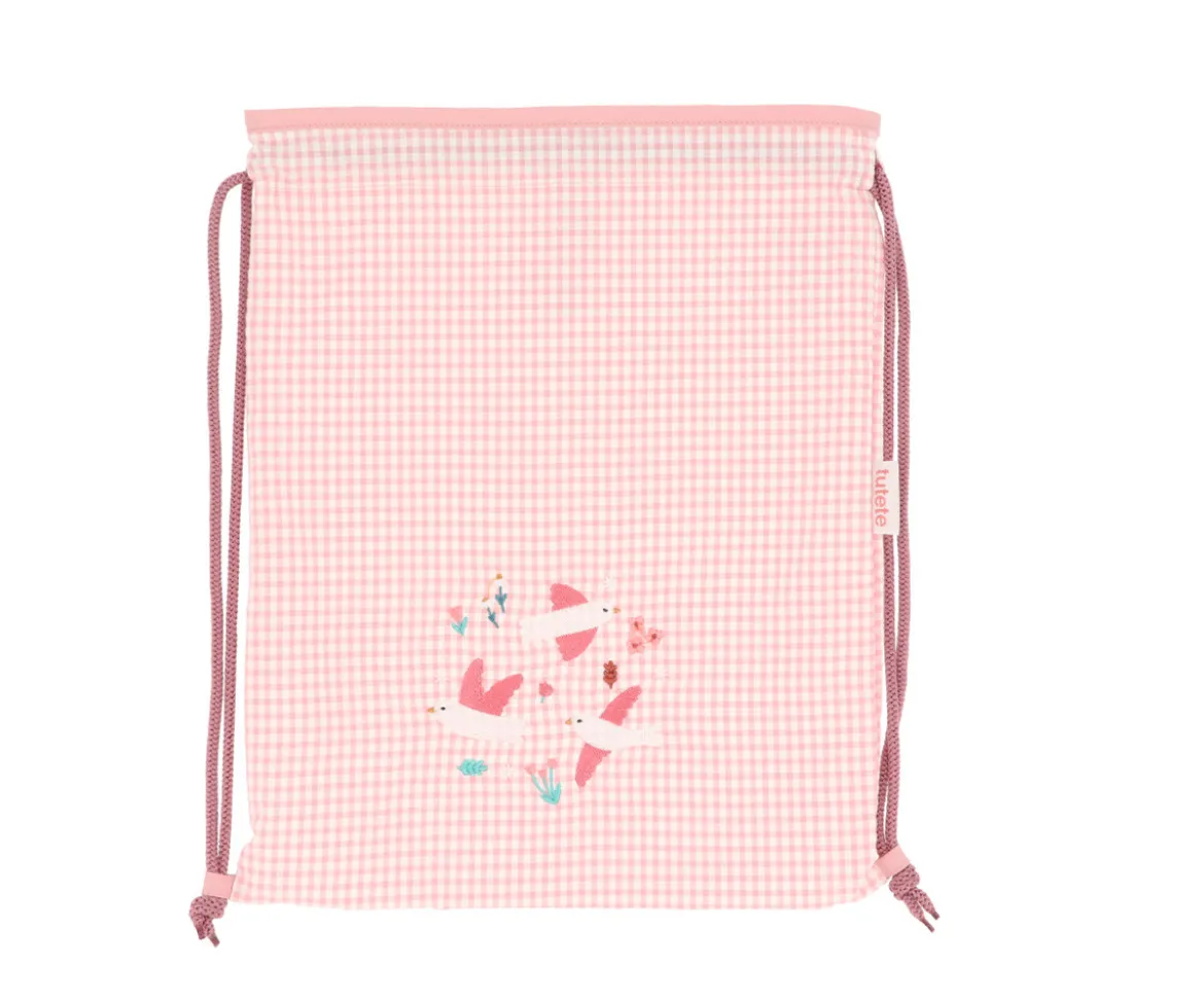 Mochila Saco Vichy Blossom Birds Personalizable