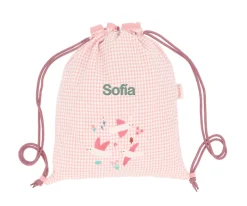 Mochila Saco Vichy Blossom Birds Personalizable