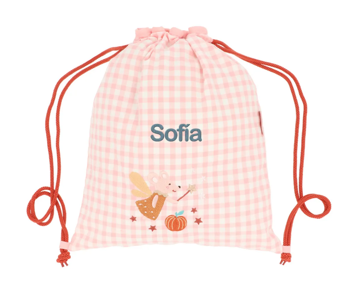 Mochila Saco Vichy Mouse Fairies Personalizable