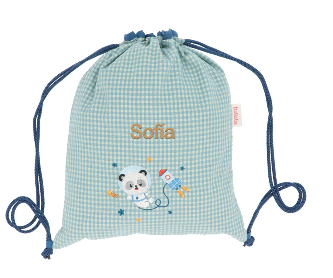 Mochila Saco Vichy Pandas in Space Personalizable