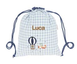 Mochila Saco Vichy Planes Personalizable