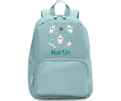 Mochila Solid Color Green Personalizada Pandas in Space