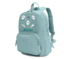 Mochila Solid Color Green Personalizada Pandas in Space