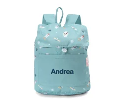 Mochila Tela Pequeña Pandas in Space Personalizable