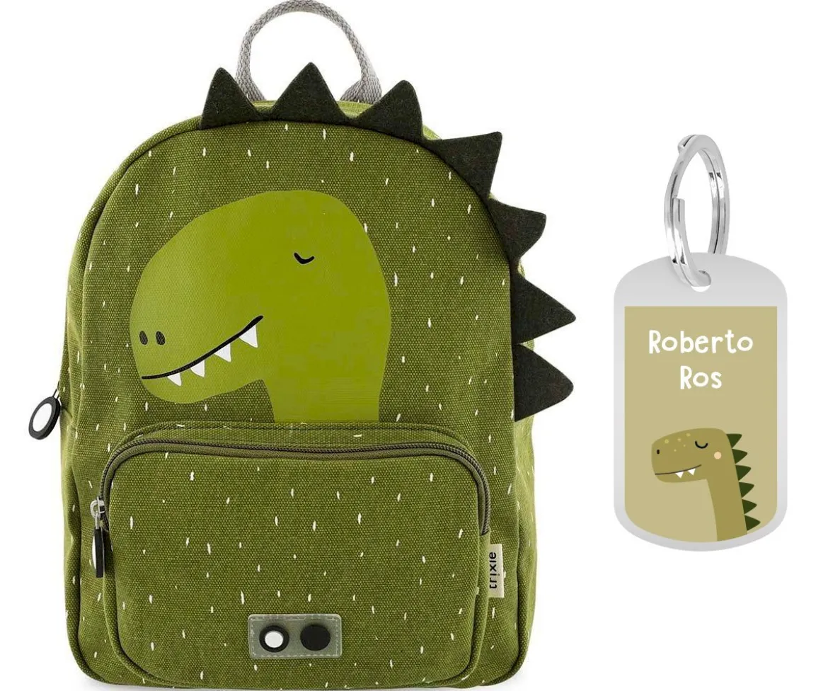 Mochila Trixie GRANDE Dino con Llavero Personalizado