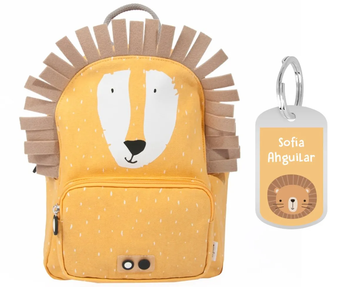 Mochila Trixie GRANDE Mr. Lion con Llavero Personalizado