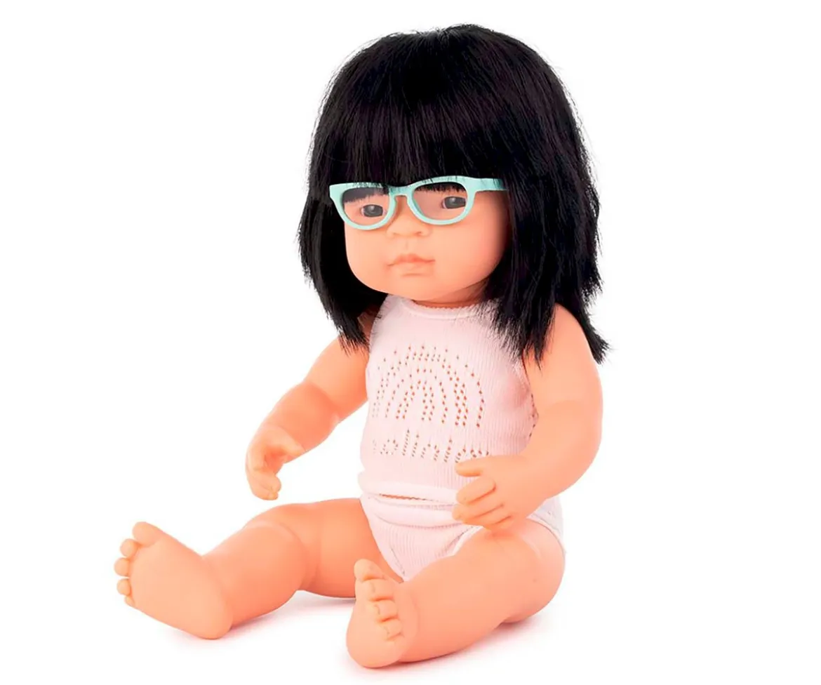 Muñeca Asiática con Gafas 38cm