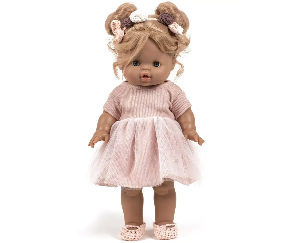 Muñeca Gordis Leopoldina con Vestido Tutú, Calentadores, Patines y Corona Flores