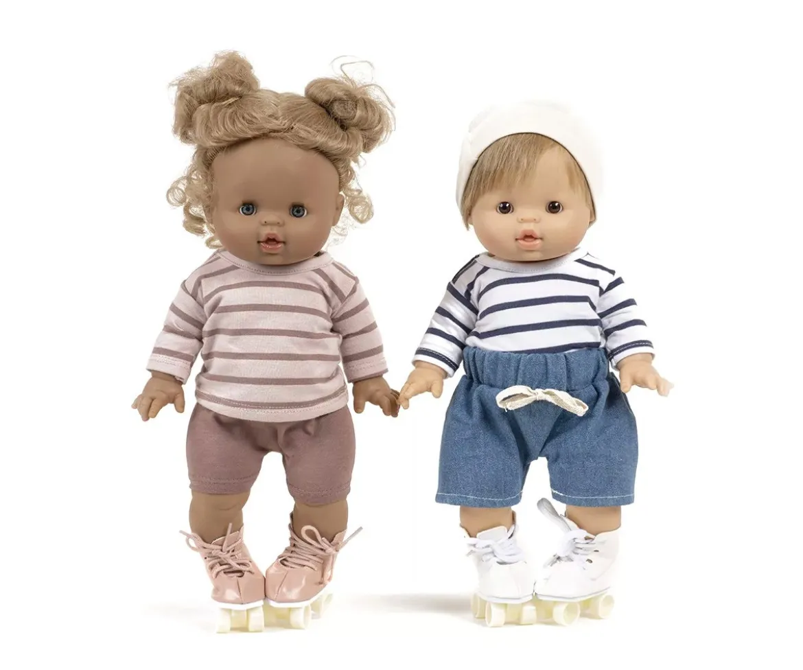 Muñeca Gordis Leopoldina con Vestido Tutú, Calentadores, Patines y Corona Flores