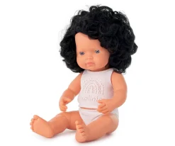 Muñeca Pelo Moreno Rizado 38 cm