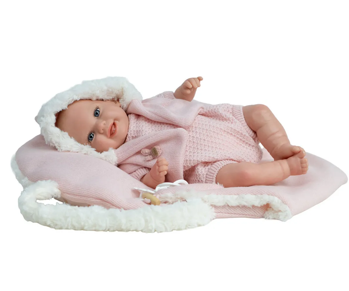 Muñeca Reborn Mabel Rosa 35cm con Saco Portabebé