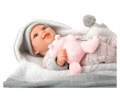 Muñeca Reborn Nadia Rosa 40cm con Manta y Peluche