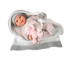 Muñeca Reborn Nadia Rosa 40cm con Manta y Peluche