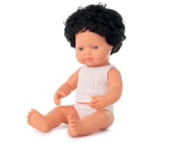 Muñeco Pelo Moreno Rizado 38 cm