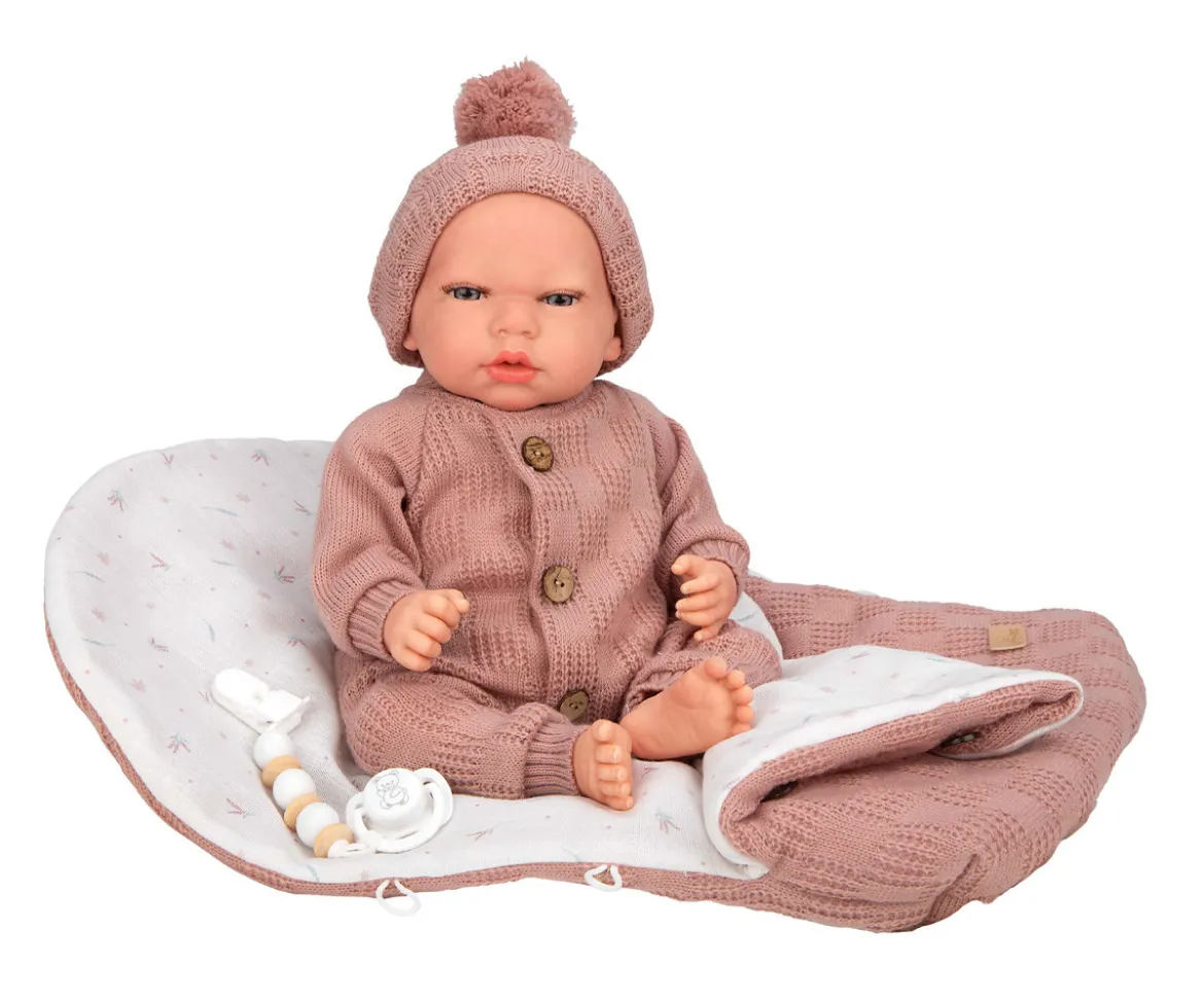 Muñeco Reborn Elba Rosa 40cm con Saco de Dormir