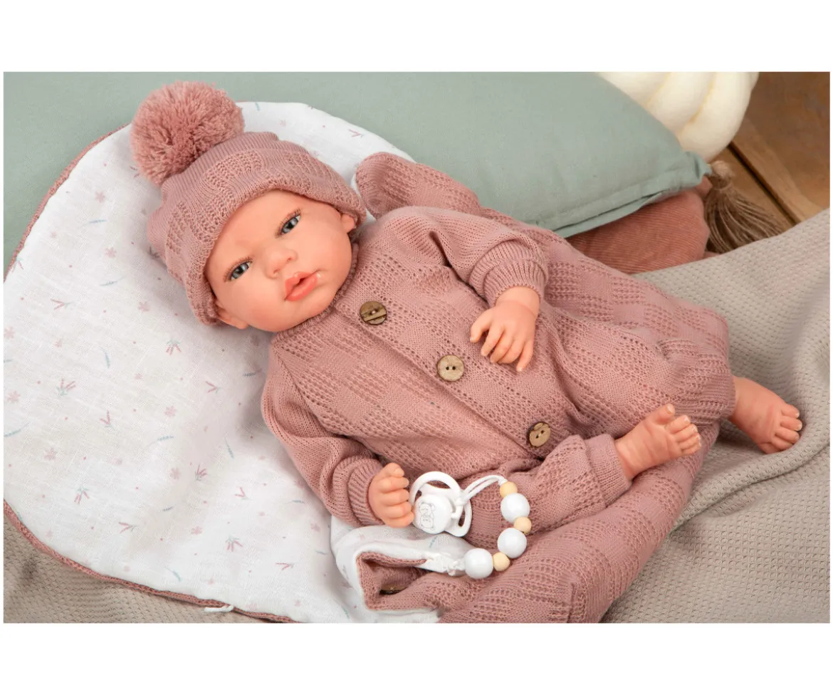 Muñeco Reborn Elba Rosa 40cm con Saco de Dormir