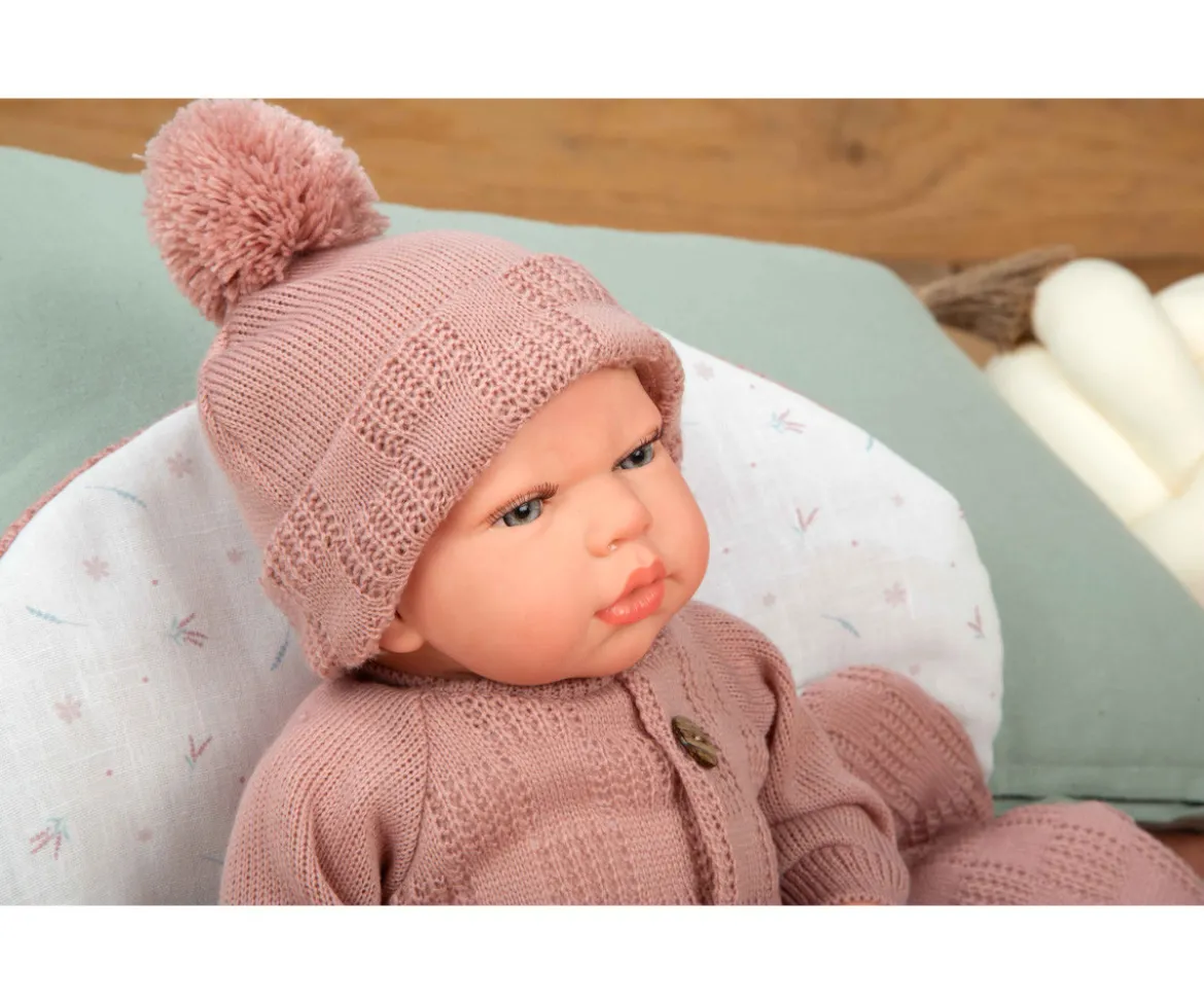 Muñeco Reborn Elba Rosa 40cm con Saco de Dormir