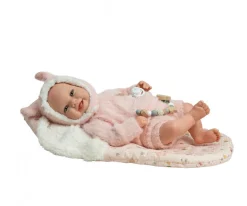 Muñeco Reborn Kira Rosa 45cm con Saco de Dormir