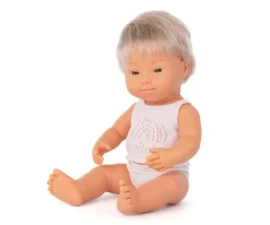 Muñeco Síndrome de Down Rubio 38cm