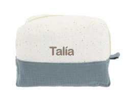 Neceser Grande Rainbow Dots Azul Personalizable