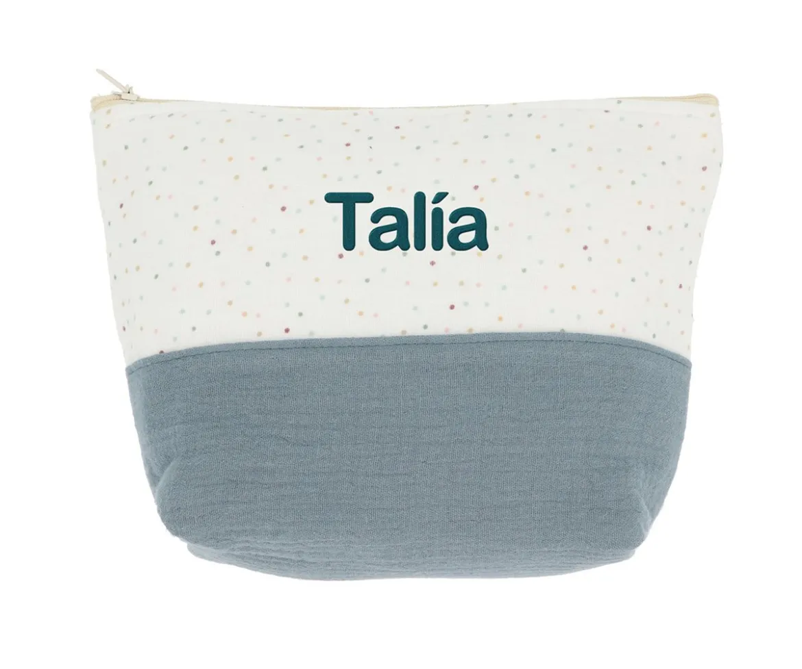 Neceser Infantil Rainbow Dots Azul Personalizable