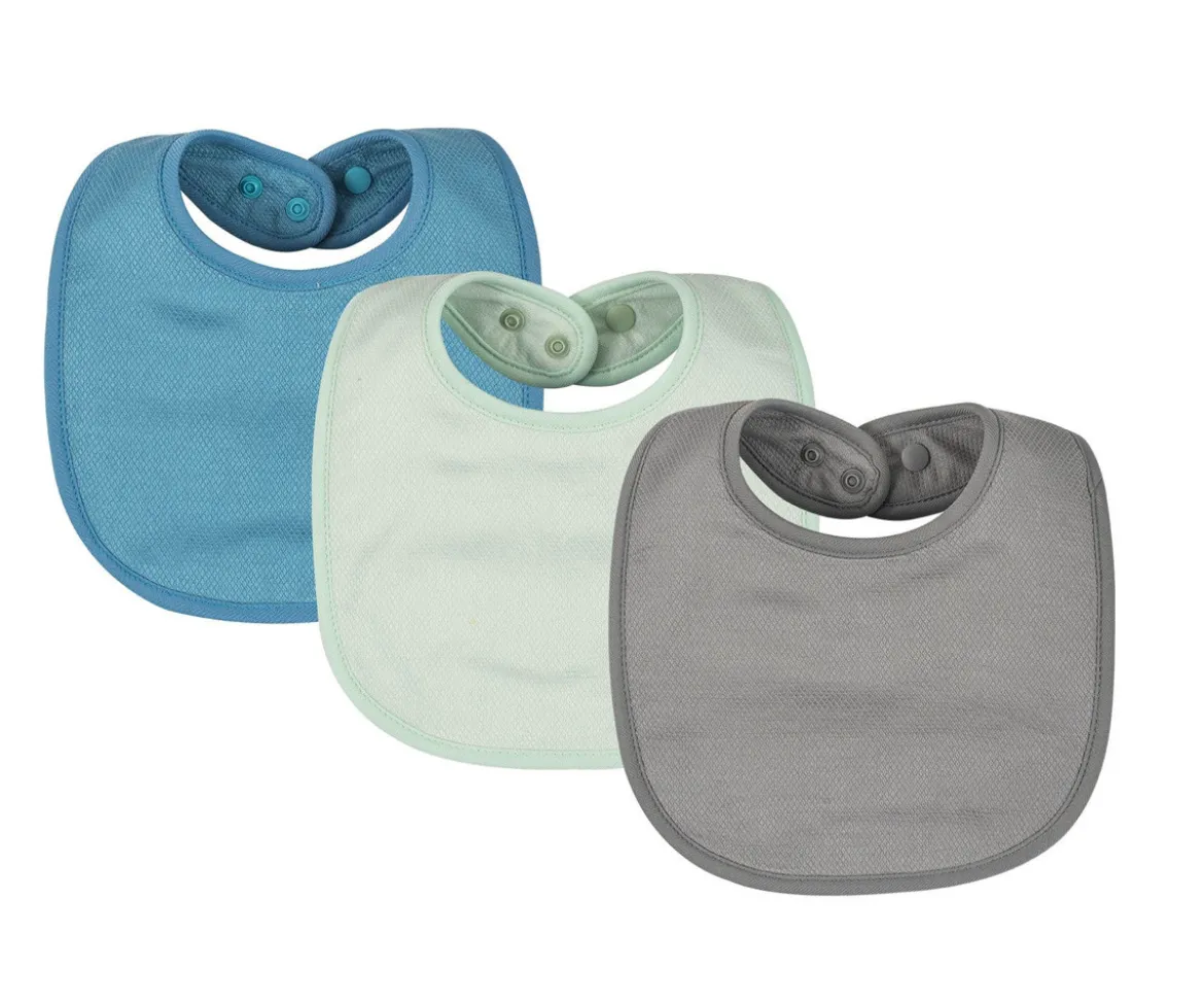 Pack 3 Baberos Kaffle Redondo Denim/Menta/Gris