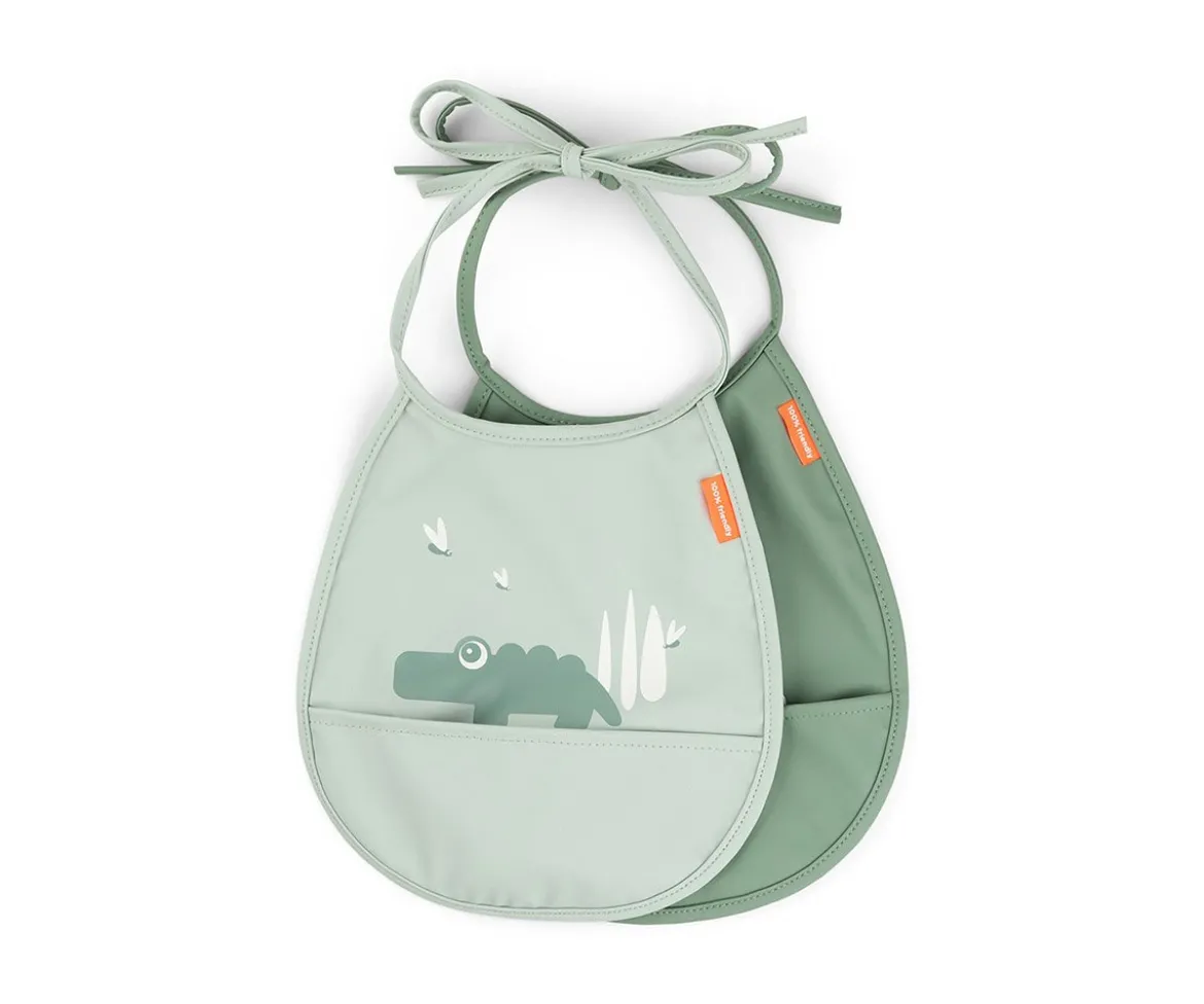 Pack 2 Baberos Pocket Croco Green