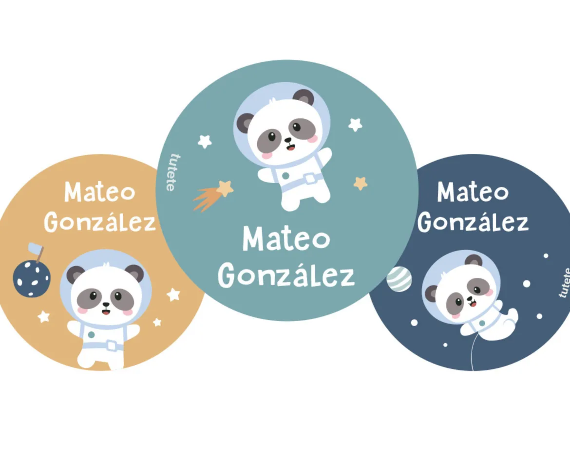 Pack 3 Chapas Personalizadas Pandas in Space