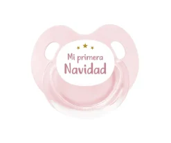 Pack Chupete Retro Rosa Mi Primera Navidad + Chupetero Terracota