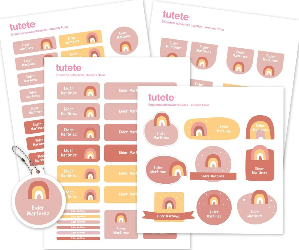 Pack Combinado Termo y Pegatinas Arcoíris Rosa