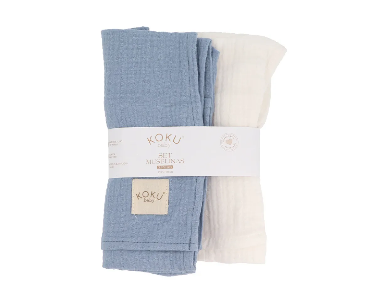 Pack de 2 Muselinas Medianas Azul 70x70cm