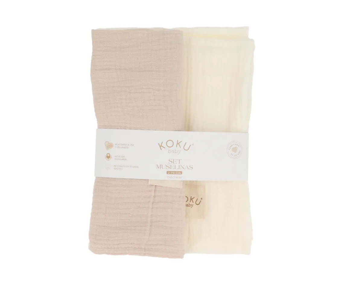Pack de 2 Muselinas Medianas Natural 70x70cm