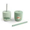 Pack 2 Vasos Silicona con Pajita Playground Green