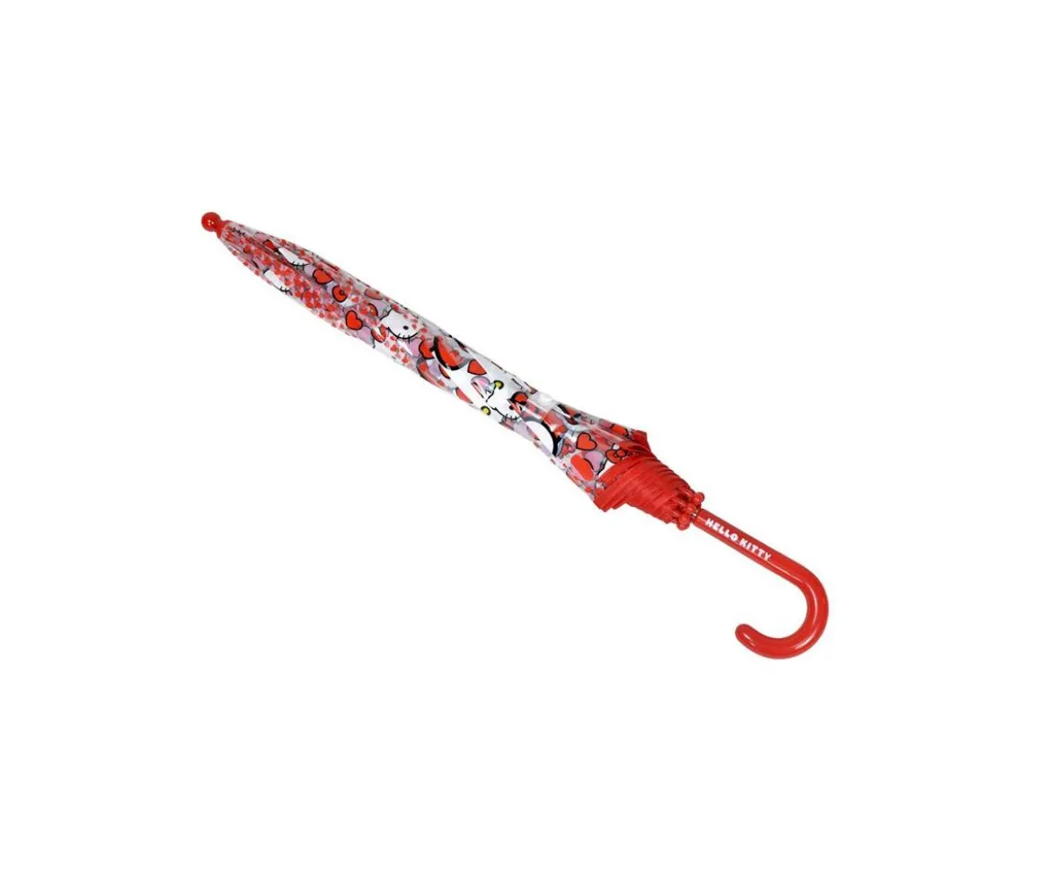 Paraguas Manual Infantil Hello Kitty Transparente Rojo