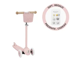 Patinete Banwood Eco + Cesta Pin & Ride Faded Pink y Pines Magia