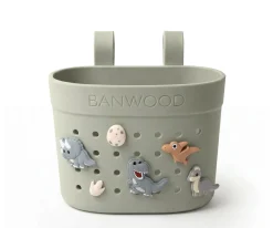 Patinete Banwood Eco + Cesta Pin & Ride Olive y Pines Dinosaurios