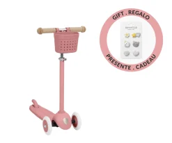 Patinete Banwood Eco + Cesta Pin & Ride Raspberry y Pines Magia