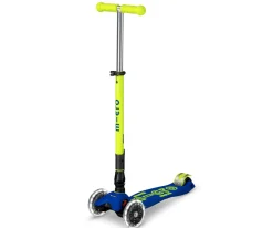 Patinete Maxi Deluxe Plegable Neon LED Azul-Amarillo