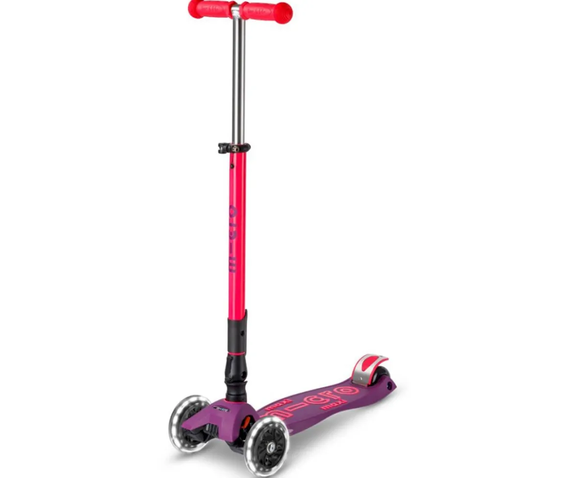 Patinete Maxi Deluxe Plegable Neon Led Lila / Rosa