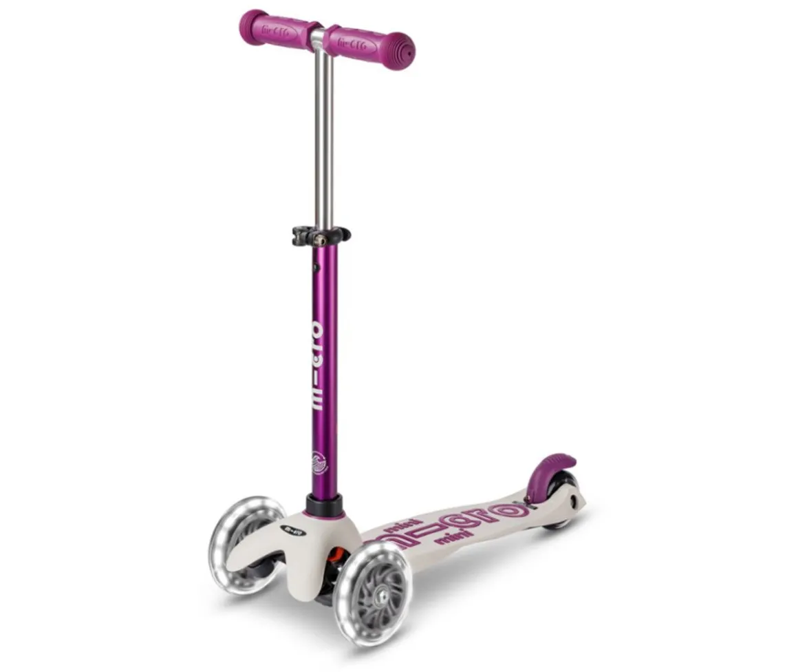 Patinete Plegable Mini Micro Deluxe Eco Lila Luces LED