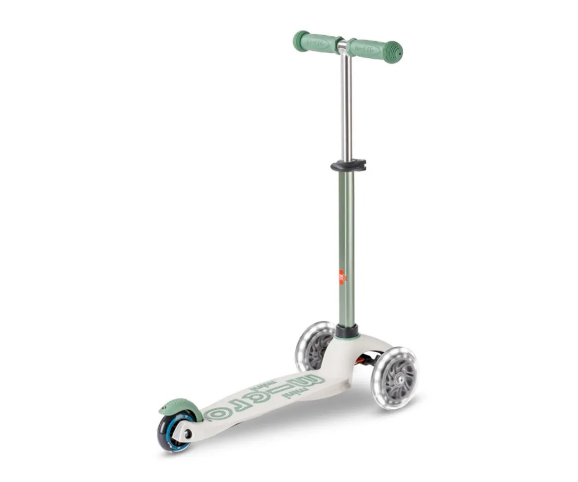 Patinete Plegable Mini Micro Deluxe Eco Verde Pistacho Luces LED