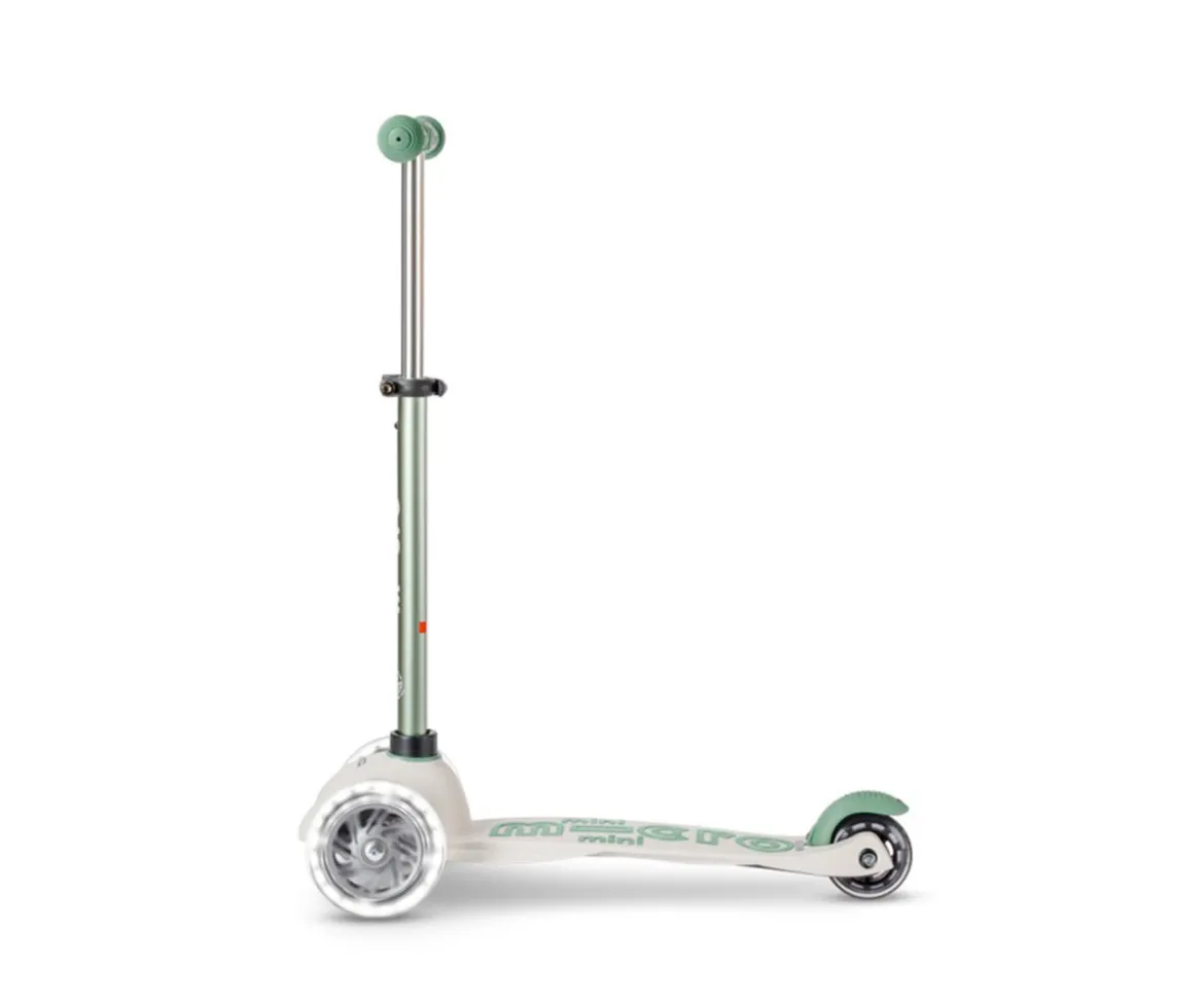 Patinete Plegable Mini Micro Deluxe Eco Verde Pistacho Luces LED