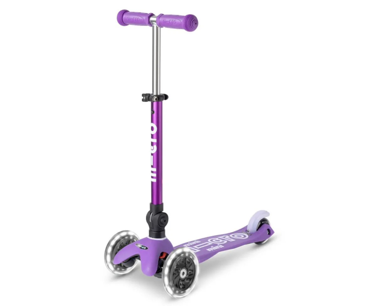 Patinete Plegable Mini Micro Deluxe Lila Luces LED