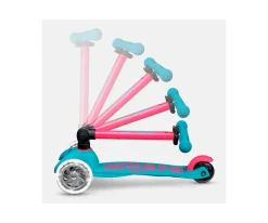 Patinete Plegable Mini Micro Deluxe Neon Aqua/Fucsia Luces LED