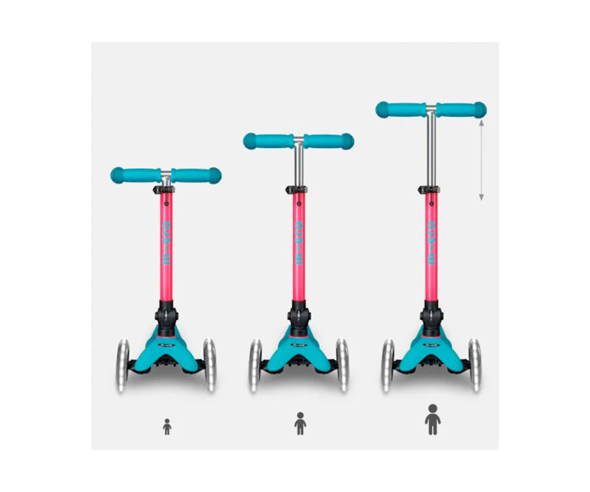 Patinete Plegable Mini Micro Deluxe Neon Aqua/Fucsia Luces LED