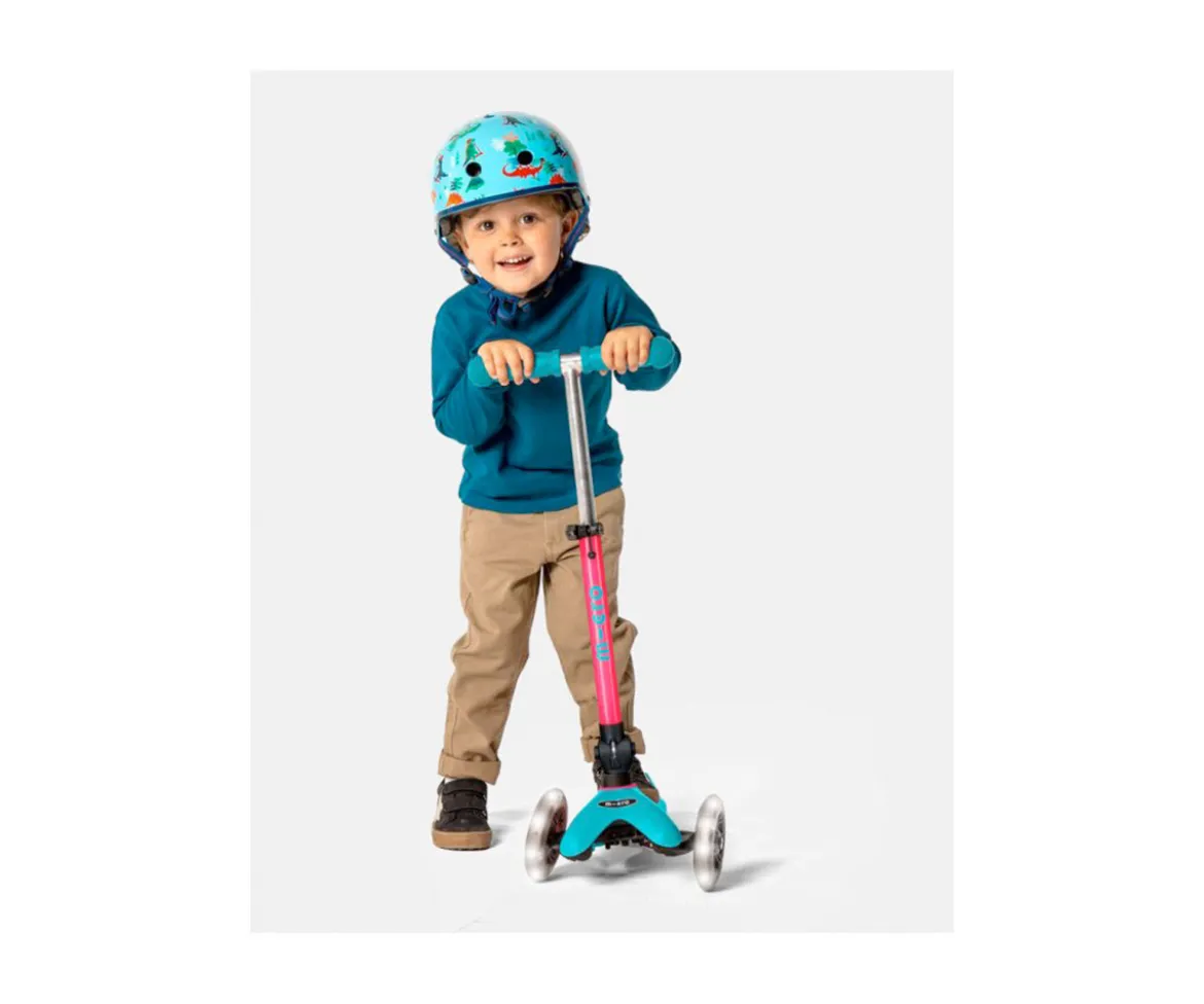 Patinete Plegable Mini Micro Deluxe Neon Aqua/Fucsia Luces LED